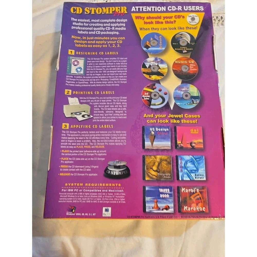 New Sealed CD Stomper Pro CD Labeling System Label Maker Apply Print Design Kit